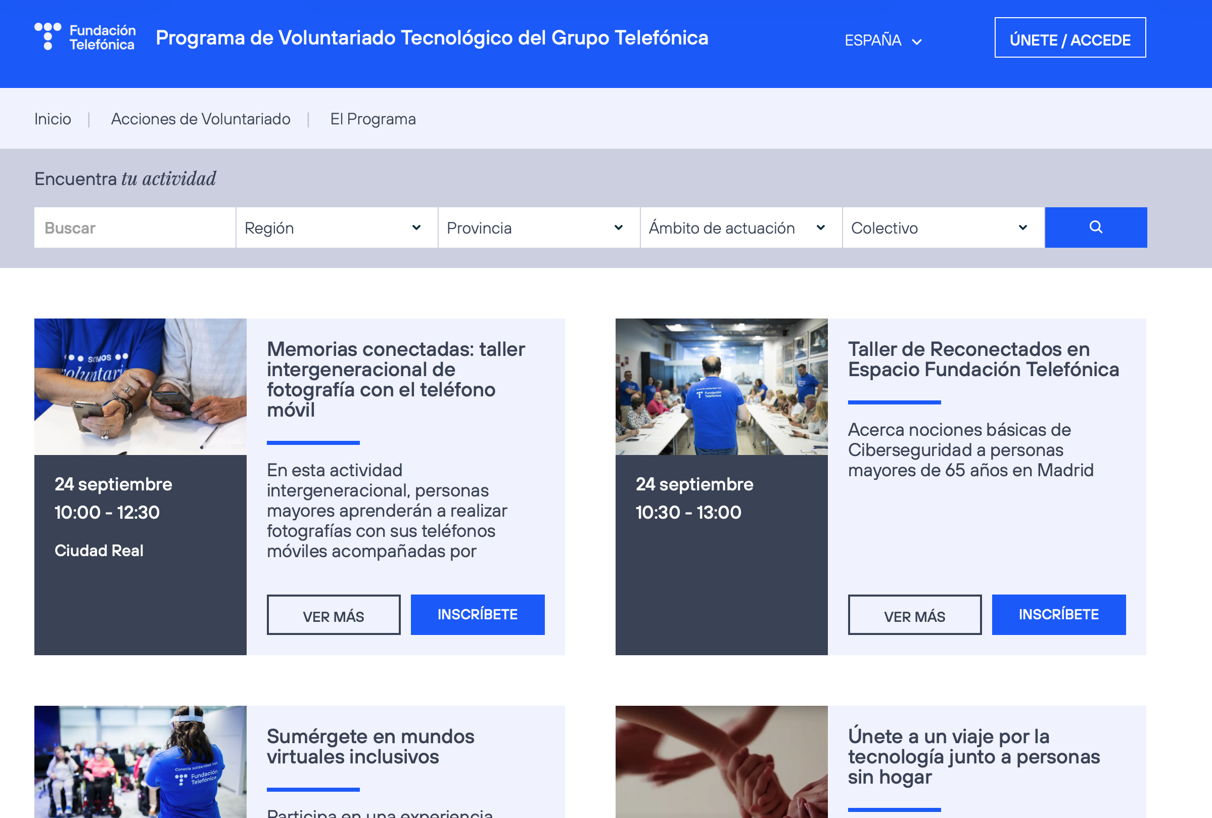 Portal de voluntariado de Fundación Telefónica